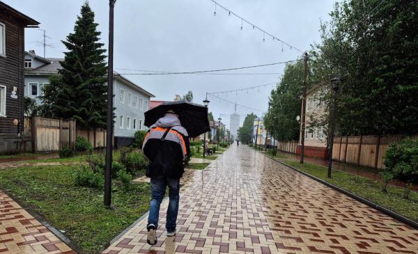 В Архангельске сегодня пасмурно, дождь